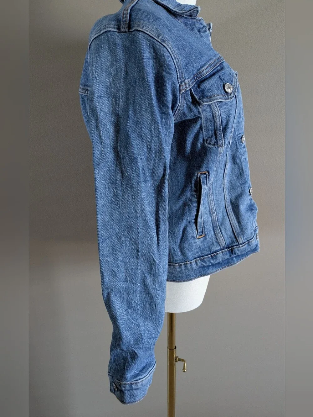 Abercrombie & Fitch A&F Long Sleeve Collared Denim Jean Button Up Jacket Large